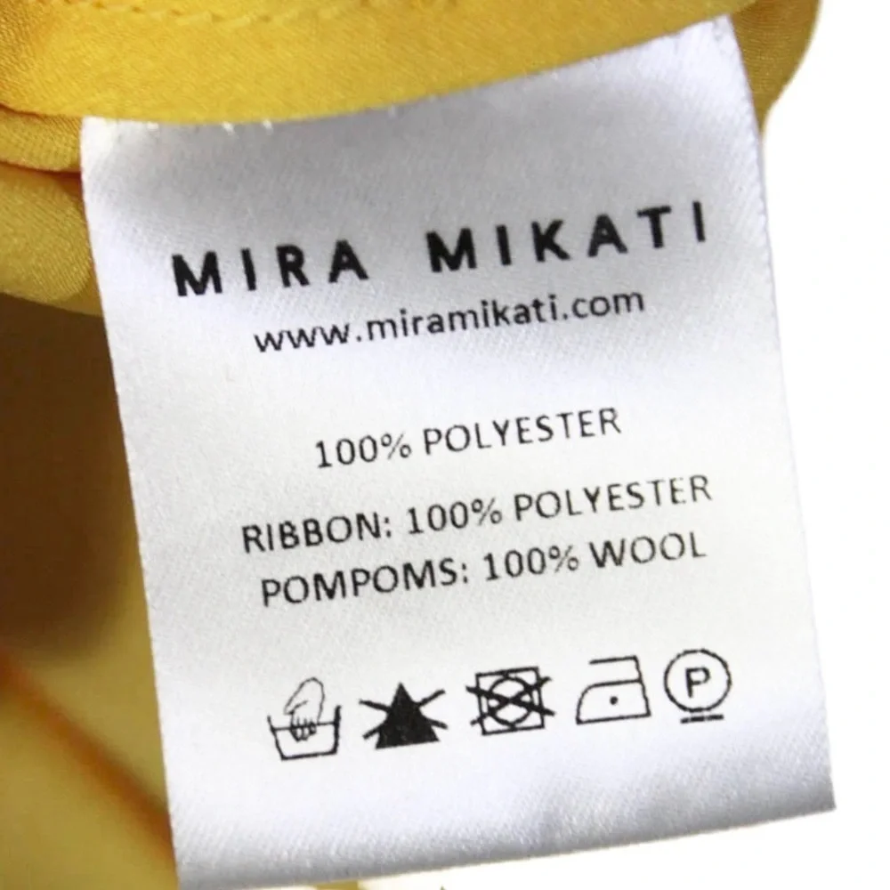 Mira Mikati Sunny Yellow Short Sleeve Top Pom Pom Accents Size 6 - Picture 8 of 10